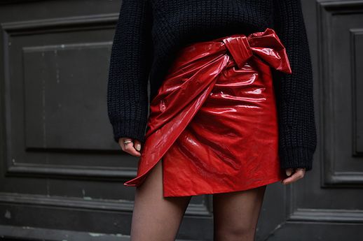 Le Fashion: How To Wear A Red Patent Leather Skirt